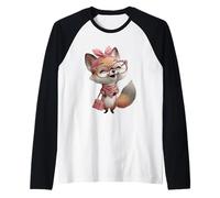 Fox Baby Pink Leopard Occhiali Girly Glam Fashion Graphic Maglia con Maniche Raglan