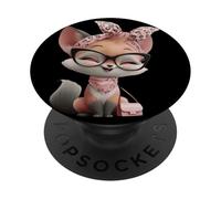 Fox Baby Pink Leopard Occhiali Girly Glam Fashion Graphic PopSockets PopGrip Adesivo