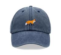 Fox Berretto da baseball vintage lavato unisex papà cappello regolabile, Blu denim., Taglia unica