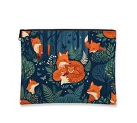 Fox, borsa da viaggio per cosmetici, da donna, piccola borsa portatile con cerniera, borsa da toilette per la cura della pelle naturale, Blu, 7x9 Inch, Volpe