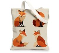 Fox - Borsa tote in tela, elegante, con motivo animale, riutilizzabile, leggera, lavabile, con tracolla, per palestra, viaggi, spiaggia, picnic, 33 x 38 cm