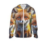 Fox - Camicia da sole da uomo, UPF 50+, con cappuccio, a maniche lunghe, protezione solare, nero, XX-Large