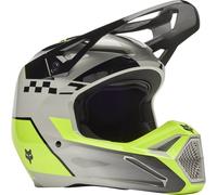 FOX V1 Collect Casco da motocross giovanile, nero/grigio/giallo, Taglia Y/M (51/52)