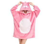 Fox, coperta portatile, con cappuccio, oversize, Sherpa, comoda felpa per adulti, donne, ragazze, calda e accogliente con cappuccio, colore rosa