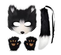 Fox copertura per il viso e costume volpe per bambini realistico | Costume di Halloween Animal Face Cover Kit per la vita di Halloween Celebrazione in maschera Convenzione Carnava