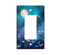 Fox - Copertura per interruttore della luce a bilanciere singolo, motivo natura, luna fantasiosa, fiori autunnali, in plastica, dimensioni standard, decorazione per casa, soggiorno, nuovo appartamento