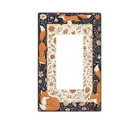 Fox - Copertura per interruttore della luce a bilanciere singolo, natura rustica con fiori e foglie autunnali, in plastica arancione, dimensioni standard, piatti decorativi da parete per soggiorno