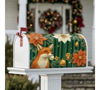 Fox Coperture magnetiche per cassetta postale, motivo stella di Natale e campana, protezione per cassetta postale verde, per decorazioni esterne, 53 x 64 cm