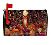 Fox Coperture magnetiche per cassette postali, autunnali, rustiche, zucca, luna, autunno, arancione, per decorazioni esterne, 53 x 64 cm