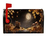 Fox Coperture magnetiche per cassette postali, copertura per cassetta postale autunnale rustica con zucca, luna autunnale, arancione, decorazione per porta d'ingresso, 53 x 64 cm