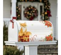 Fox Coperture magnetiche per cassette postali, decorazione natalizia rustica con stella di Natale, bastoncini di zucchero, per esterni, decorazione da cortile, 53 x 64 cm