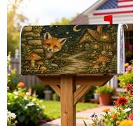 Fox Coperture magnetiche per cassette postali, fantasiose rustiche funghi cottage autunnali verdi involucri per cassette postali per esterni giardino cortile decorazione 53 x 64 cm
