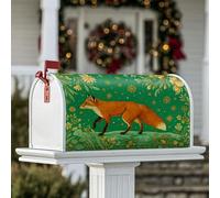 Fox Coperture magnetiche per cassette postali, motivo natura, fiori fantasiosi e stelle, copertura verde per cassetta della posta per esterni, decorazione da giardino, 53 x 64 cm