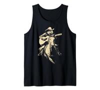 Fox Cowboy Che Suona la Chitarra Cavaliere Cavaliere Western Animal Rodeo Canotta