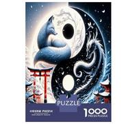 Fox Dragon Yin Yang 1000 Pezzi Bundle Puzzle Mythic Balance Puzzle Premium Cartone Qualità - Anziani Appassionati, Allenamento Concentrazione, Regalo Inaugurazione E Pause Ufficio 52x38cm/1000pcs