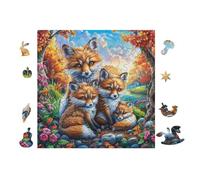 Fox Family Forest Rompicapo 100 Pezzi Per Decorazione Ufficio Cartone Rigido Anti Riflesso Tema Arte Moderna Per Studio Con Poster Incluso Top Vendita 28x28cm