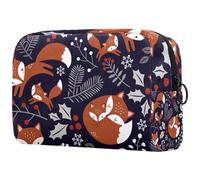 Fox Family Mon and Baby Trousse per cosmetici, da donna, borsa da viaggio per articoli da toeletta grande, pratica borsa organizer con cerniera, Multi, 18.5x7.5x13cm/7.3x3x5.1in, Beauty case