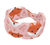 Fox - Fascia per capelli larga da donna, morbida fascia per capelli a turbante, fascia antiscivolo, elastica, per yoga, allenamento, con nodo incrociato