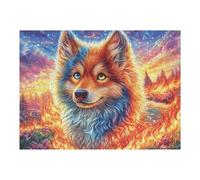Fox Fire Flower Forest Wildlife Wild Nature Puzzle 500 Pezzi Per Adulti Divertente Stimolante E Coinvolgente Ideale Per Passatempi A Casa 500 PCS（52×38cm）