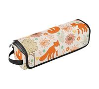 Fox Florals Borsa per strumenti per lo styling dei capelli con tappetino resistente alle alte temperature, borsa portautensili per capelli portatile per ferro arricciacapelli, piastre per capelli,