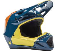 Fox Racing Casco da motocross V3 Tine Twilight – Blu-giallo – Taglia S – Maschile