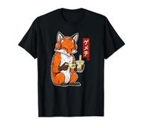 Fox Gamer Ukiyo-e Giapponese con tè Boba Maglietta