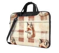 Fox Head On Plaid Borsa Per Laptop Laptop Case 15.6 Pollice Borse Per Computer Imbottito Copertura Del Manicotto Per Le Donne Uomini