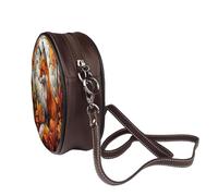 Fox In Autumn Forest - Borsa a tracolla da donna, rotonda, in pelle