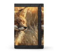 Fox in Field Portafoglio da viaggio elegante porta carte d'identità sottile di sicurezza tre volte borsa per uomini e donne