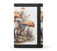 Fox in Mushroom Grove Portafoglio da viaggio elegante porta carte d'identità sottile di sicurezza tre volte borsa per uomini e donne