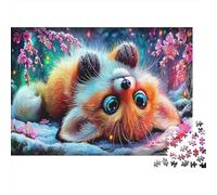 Fox in Sakura Recycled Paper Fluffy Kitten with Big Eyes in Flowers Jigsaw Puzzle Challenging 52x38cm/1000pcs