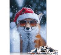Fox in Santa Hat Jigsaw Puzzle Impossible 1000 Pezzi Decorazione Per La Casa. Rilassamento E Intelligence Per Adulti E Ragazzi Da 14 Anni 1000pcs (75x50cm)