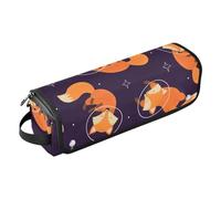Fox in Space - Borsa porta attrezzi per capelli con tappetino resistente al calore, borsa organizer portatile per arricciacapelli, piastre, spazzole, fermagli e fascette per capelli