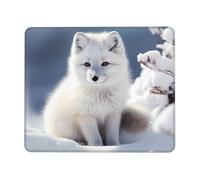 Fox in The Snow Mouse Pad Bordi Cuciti Tappetino per Mouse Durevoli Tappetino Scrivania per Accessori Scrivania Gaming Computer 25X30Cm