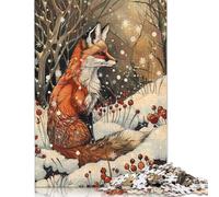 Fox in Winter Wonderland Art Nouveau Jigsaw Puzzle Impossible 1000Pcs Decorazione Per La Casa. Giochi Rilassamento E Intelligence Per Adulti E Ragazzi Da 14 Anni 1000pcs (38x26cm)
