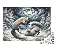 Fox Jigsaw Puzzle Impossible 1000 Pezzi Pineta neveggiata Decorazione Per La Casa. Rilassamento E Intelligence Per Adulti E Ragazzi Da 14 Anni 1000pcs (75x50cm)