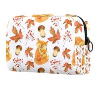 Fox Mom and Baby Fall Leave - Trousse da donna, per articoli da toeletta da viaggio, grande, pratica borsa organizer con cerniera, Multi, 18.5x7.5x13cm/7.3x3x5.1in, Beauty case