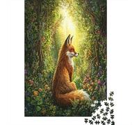Fox nella foresta Puzzle 1000Pcs Nature Stile artistico fantasy Decorazione Per La Casa. Rilassamento E Intelligence Per Adulti E Bambini Da 14 Anni 70x50cm/1000pcs