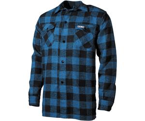 Fox Outdoor Lumberjack Camicia Flanella Manica Lunga Lavorare Blu Nero Scacchi