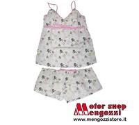 FOX PIGIAMA DONNA DREAMER SLEEP SET BIANCO ROSA CON TESCHI TG.L TOP E PANT.