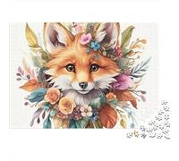 Fox Puzzle Da 1000 Pezzi Floral Fox in Cartone Spessore Per Famiglia Passare Il Tempo Decorazione Set Completo Non Deformabile 52x38cm/1000pcs