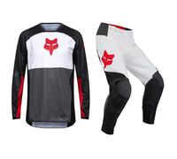 Fox Racing 180 Kit Motocross Mx Pantaloni E Maglietta - Flow White / Red