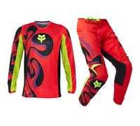 Fox Racing 180 Kit Motocross Pantaloni E Maglia - EMOTION FLUORESCENT RED