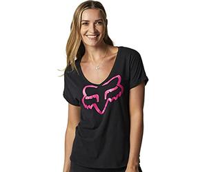 Fox Racing - Maglietta da Donna con Scollo a V, Nera, XS