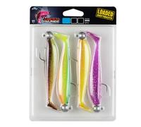 Fox Rage Zander Pro Shad Mixed UV Colour Pack Loaded - 4 pesci di gomma, peso/lunghezza/amo: 10 g - 10 cm - misura 4/0