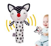 Fox Rattle - morbidi giocattoli sensoriali in bianco e nero | Giocattolo di pisolino morbido | Cartoon Plush Shaker | Stick Gass Exercing Toy per 0-3 ragazze per ragazzi