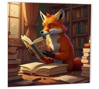 Fox Reading a Book biglietto di auguri di compleanno volpi libri 147 mm x 147 mm