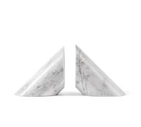 Fox Run Fermalibri 100% marmo naturale lucido, bianco, set di 2, angolato