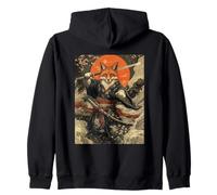 Fox Samurai Giapponese Kanagawa Wave Volpi Divertenti Felpa con Cappuccio