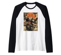 Fox Samurai Giapponese Kanagawa Wave Volpi Divertenti Maglia con Maniche Raglan